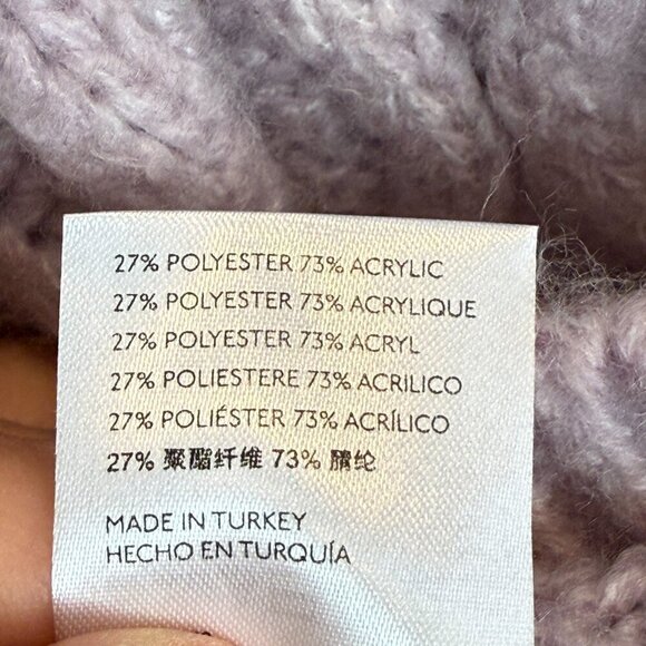 Pilcro Cable Knit Sweater Purple Cold Shoulder Turtleneck Chunky Medium - Picture 11 of 12